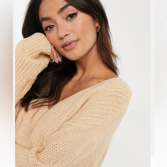 BRAVE SOUL Long Sleeve Oversized V neck Ribbed Knit Sweater in butter yellow - Picture 3 of 8